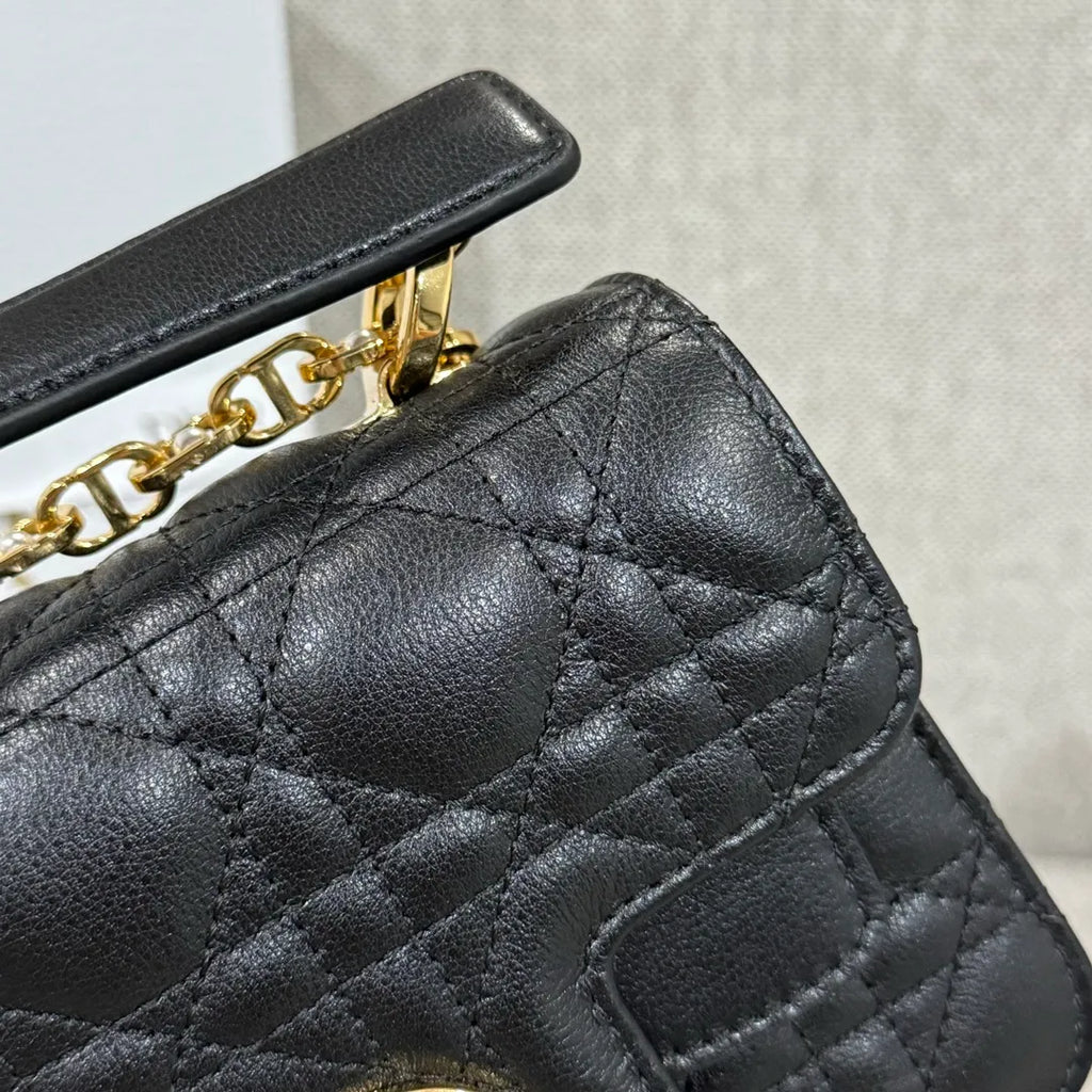 CD Jolie Cannage Mini Flap Shoulder Bag Black