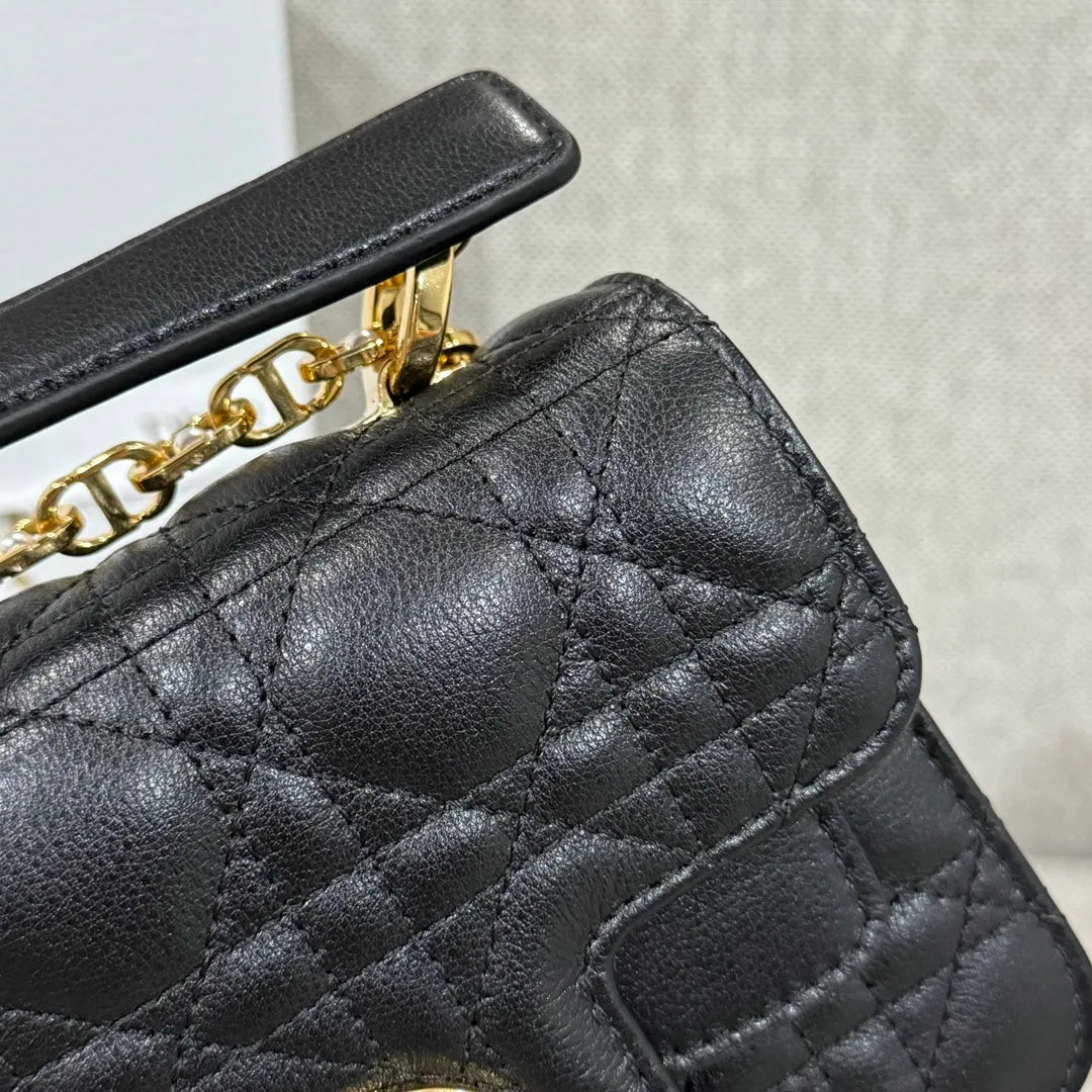 CD Jolie Cannage Mini Flap Shoulder Bag Black
