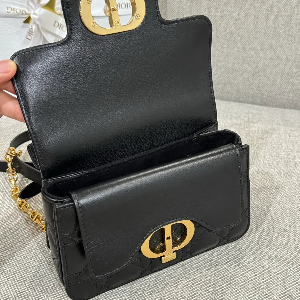 CD Jolie Cannage Mini Flap Shoulder Bag Black