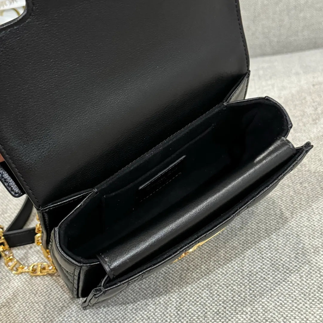 CD Jolie Cannage Mini Flap Shoulder Bag Black