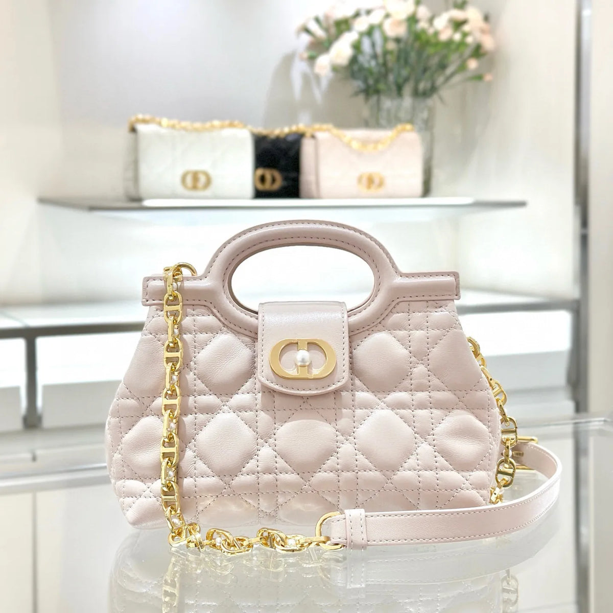 CD Julie Cannage Chain Crossbody Shoulder Bag