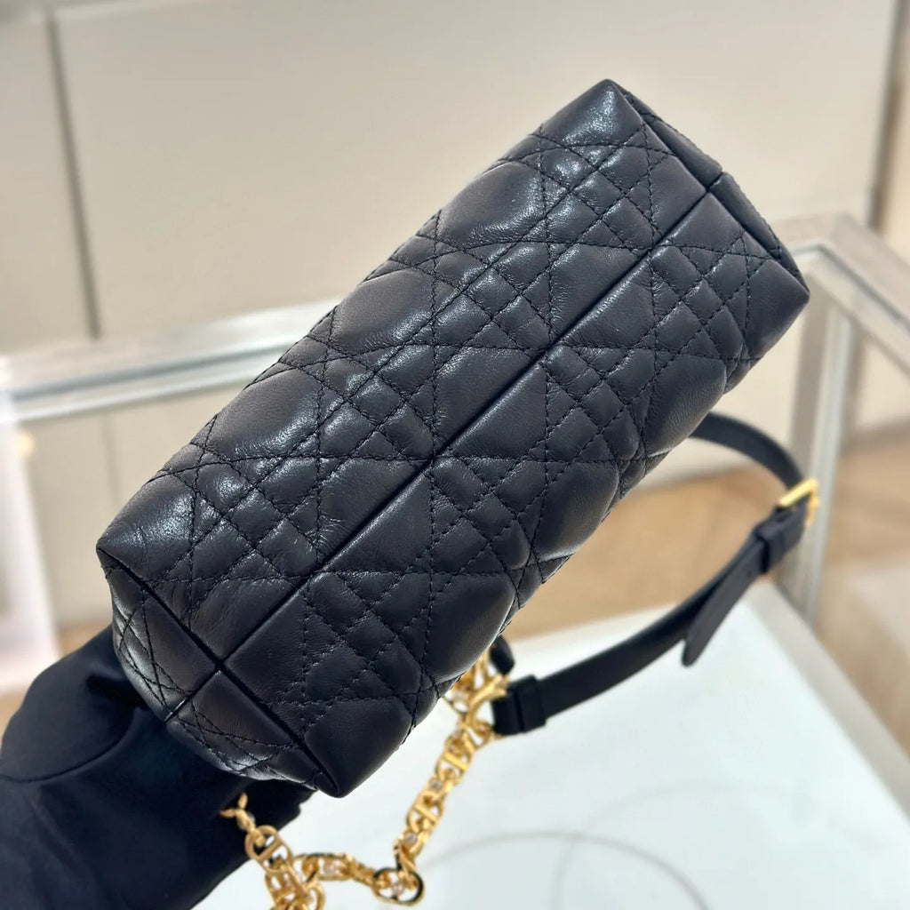 CD Julie Cannage Lambskin Mini Handbag Black 135340