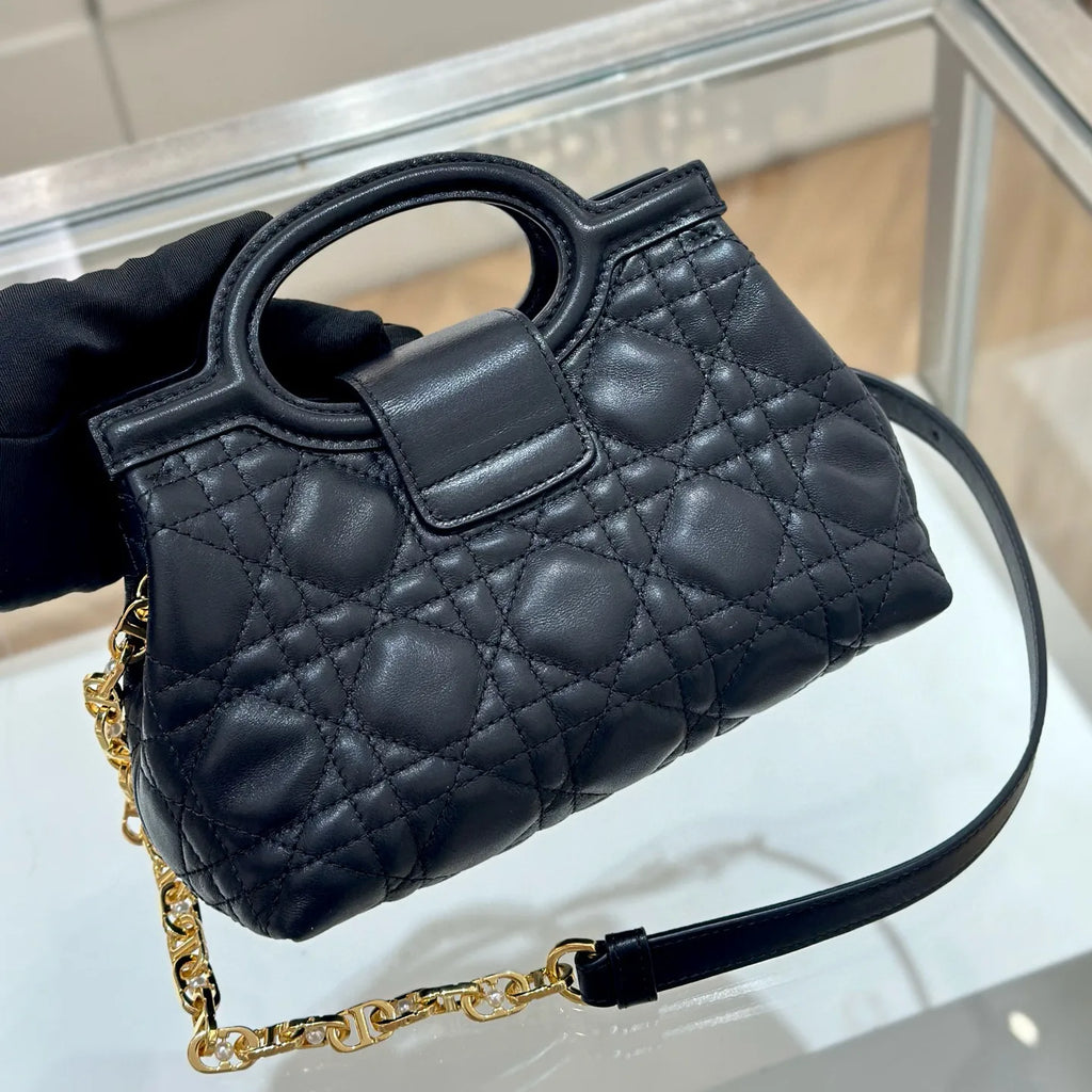 CD Julie Cannage Lambskin Mini Handbag Black 135340