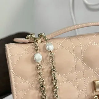 CD Pearl WOC Lacquer Powder Chain Shoulder Bag