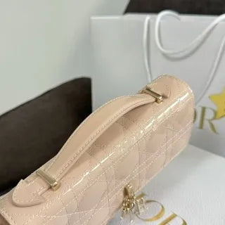CD Pearl WOC Lacquer Powder Chain Shoulder Bag