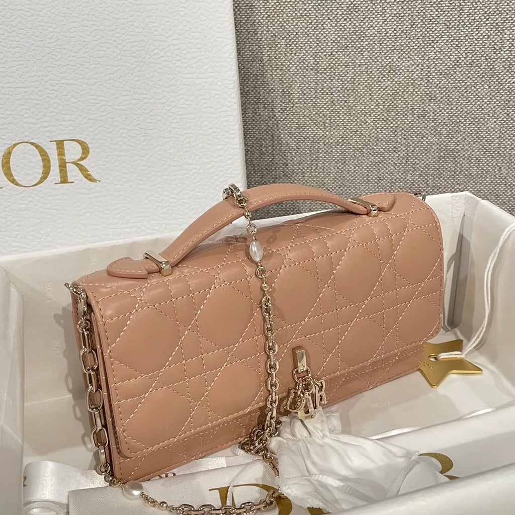 CD Pearl WOC Milk Tea Chain Crossbody Bag