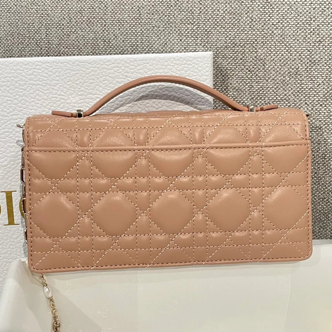 CD Pearl WOC Milk Tea Chain Crossbody Bag
