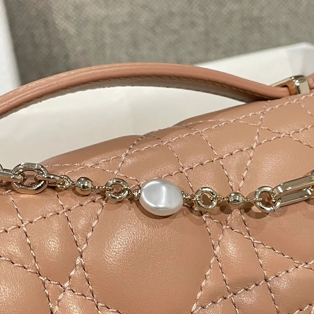 CD Pearl WOC Milk Tea Chain Crossbody Bag