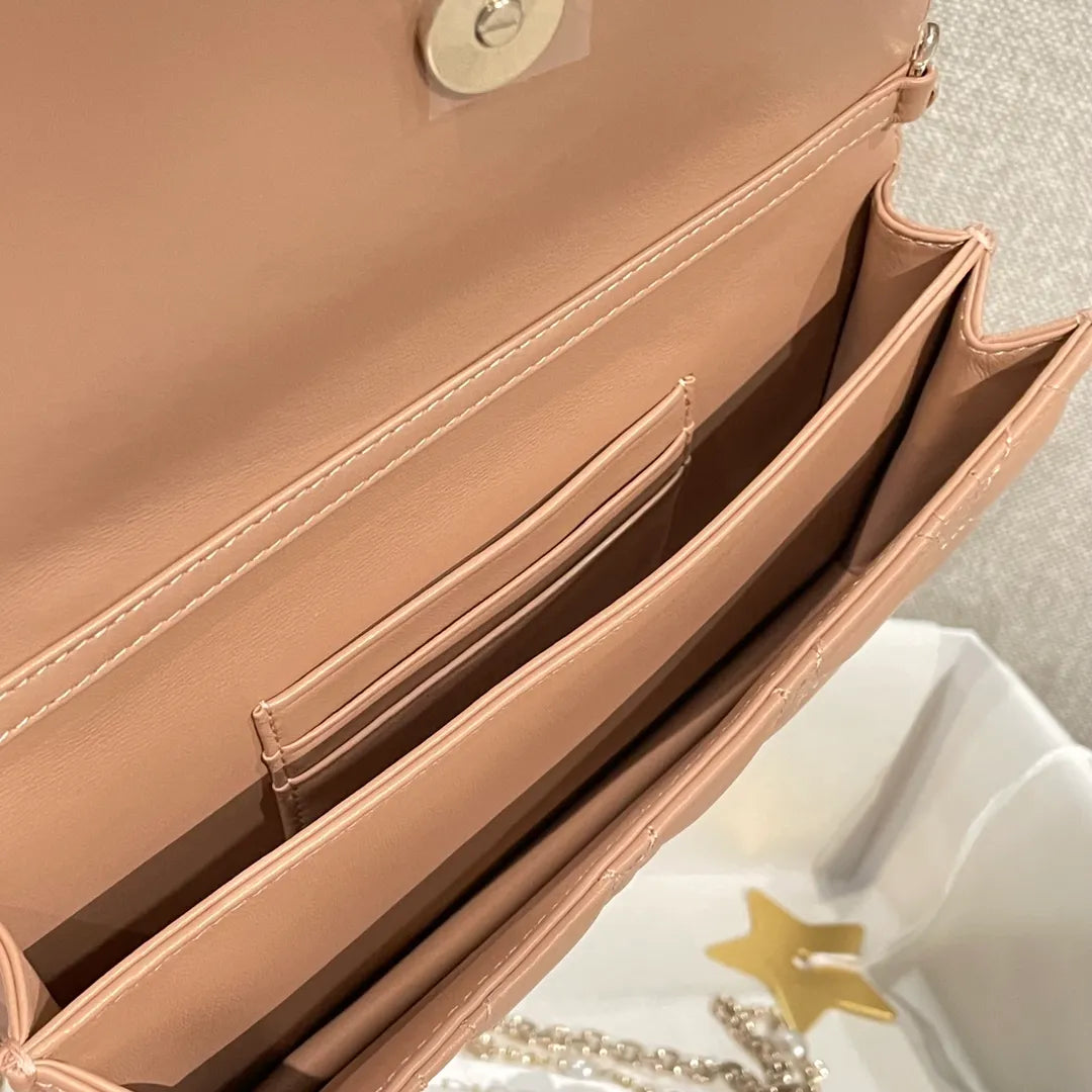 CD Pearl WOC Milk Tea Chain Crossbody Bag