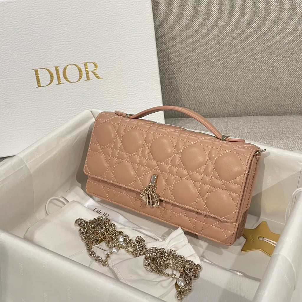 CD Pearl WOC Milk Tea Chain Crossbody Bag