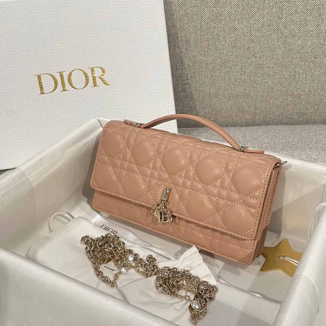 CD Pearl WOC Milk Tea Chain Crossbody Bag