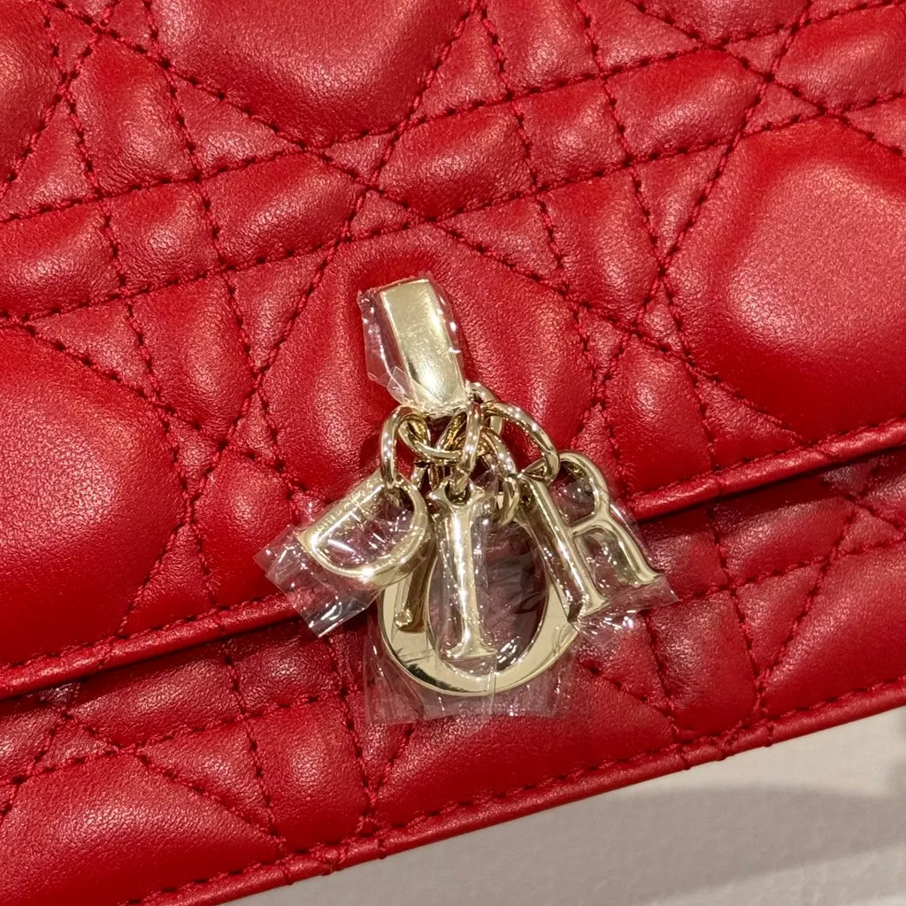 CD Pearl WOC Red Pearl Chain Shoulder Bag