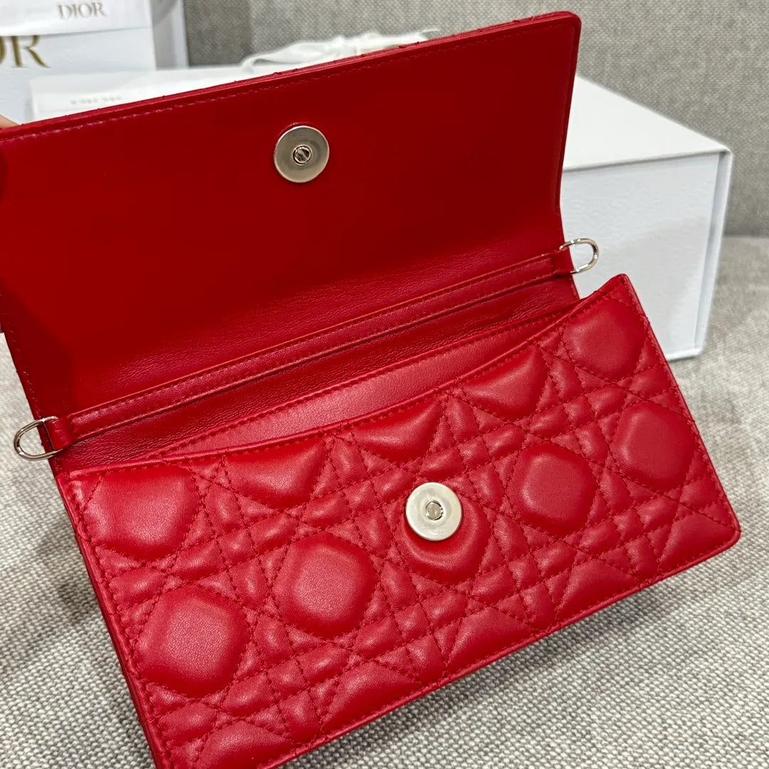 CD Pearl WOC Red Pearl Chain Shoulder Bag