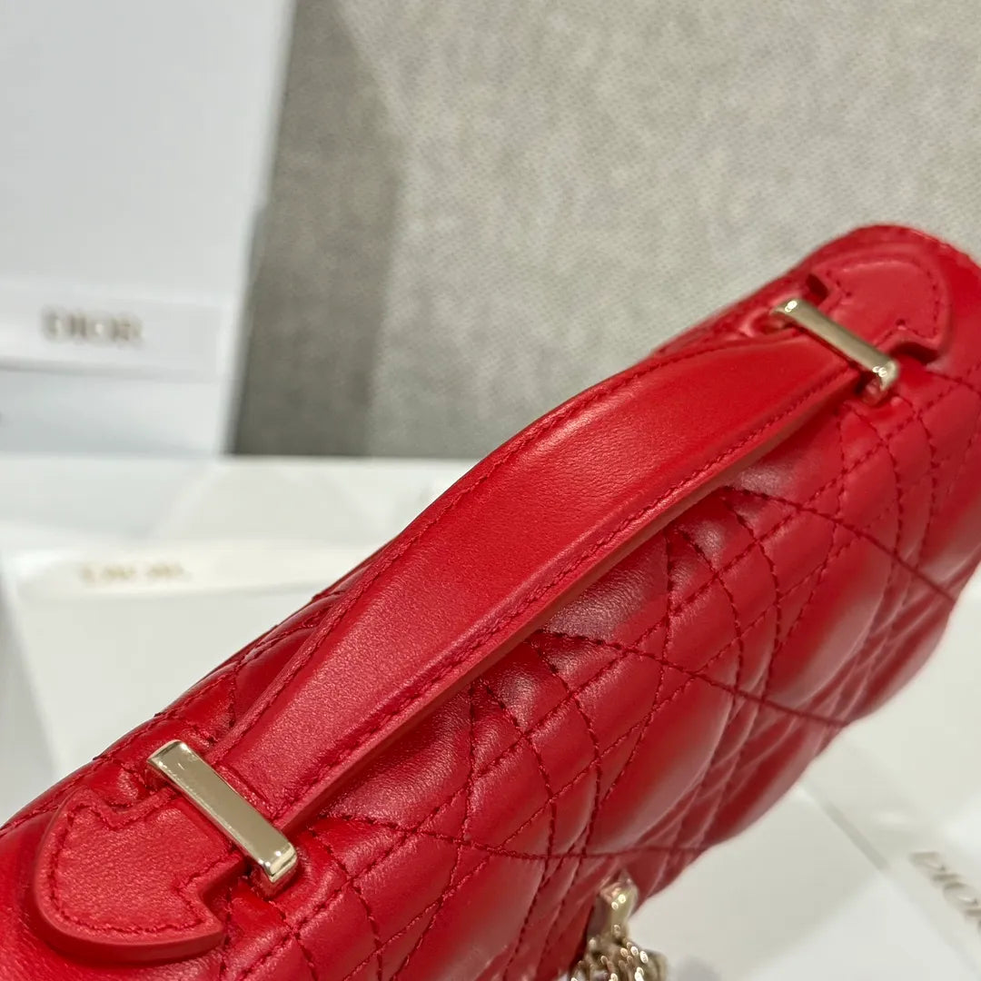 CD Pearl WOC Red Pearl Chain Shoulder Bag