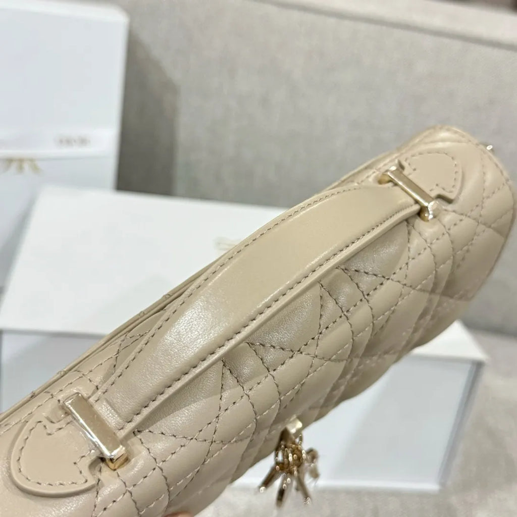 CD WOC Pearl Chain Crossbody Shoulder Bag Rice 135413