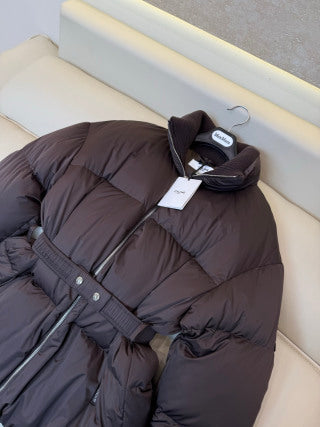 Celine Women's White Goose Down Belted Jacket