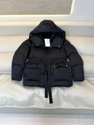 Celine Women's White Goose Down Hooded Jacket