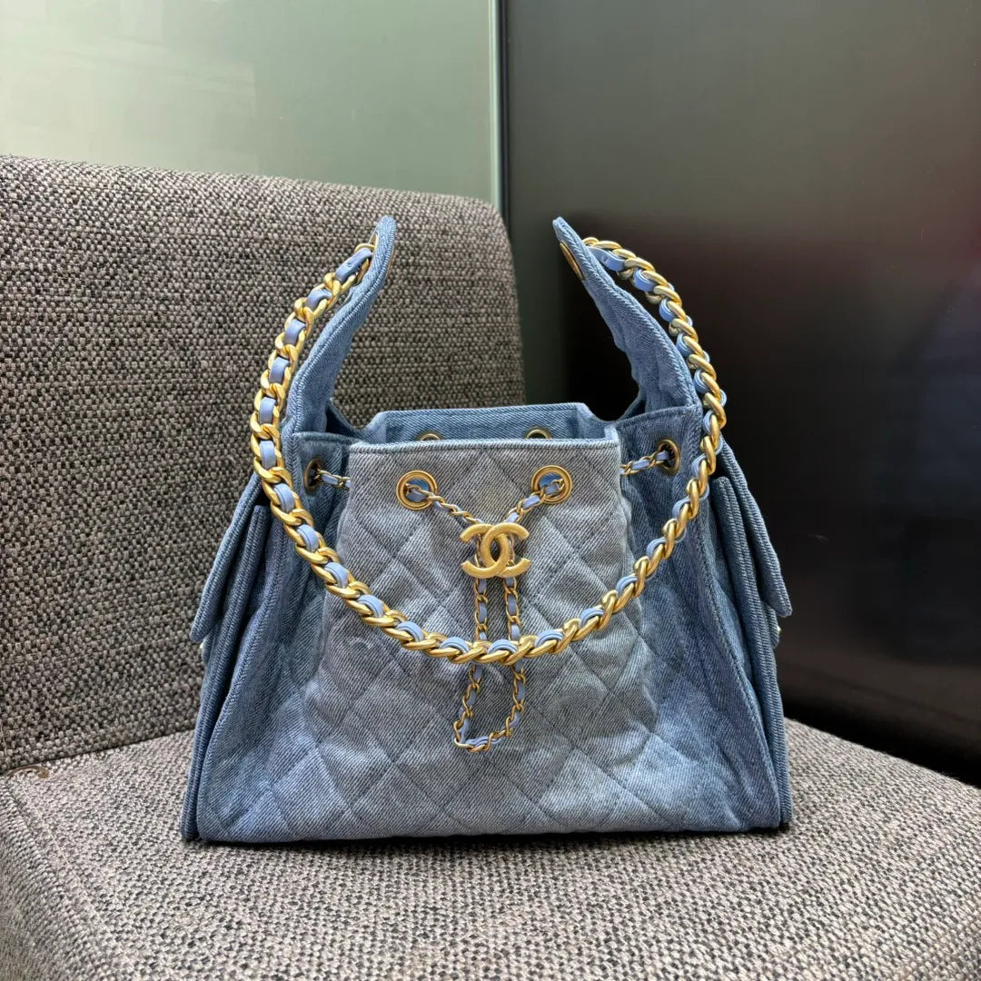 Ch@nel 25C Runway Denim Hippie Hobo Bag 139891