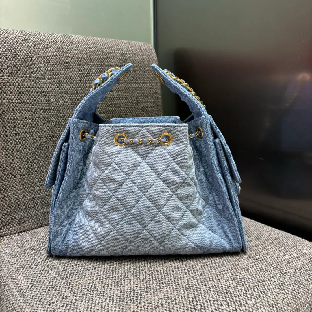 Ch@nel 25C Runway Denim Hippie Hobo Bag 139891