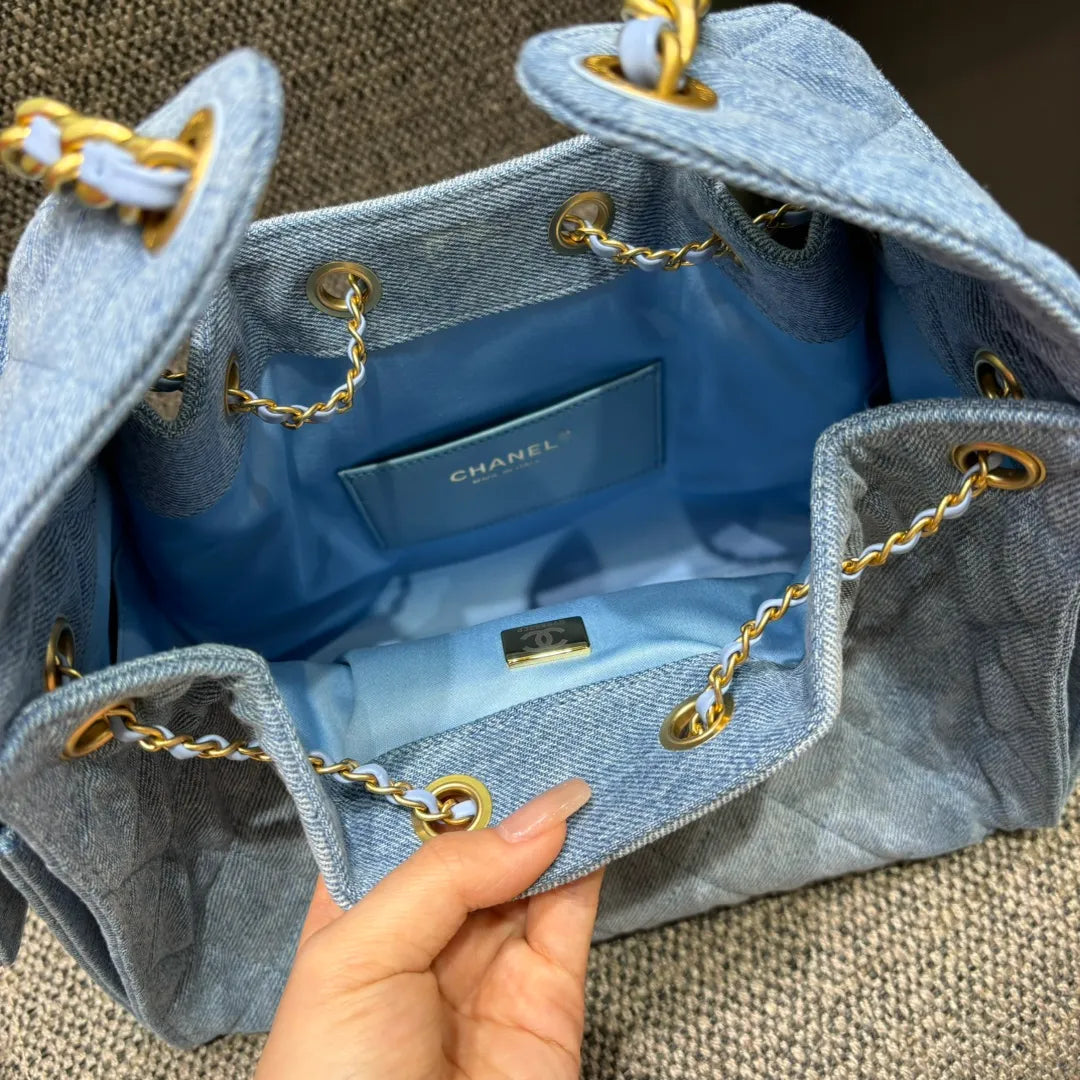 Ch@nel 25C Runway Denim Hippie Hobo Bag 139891