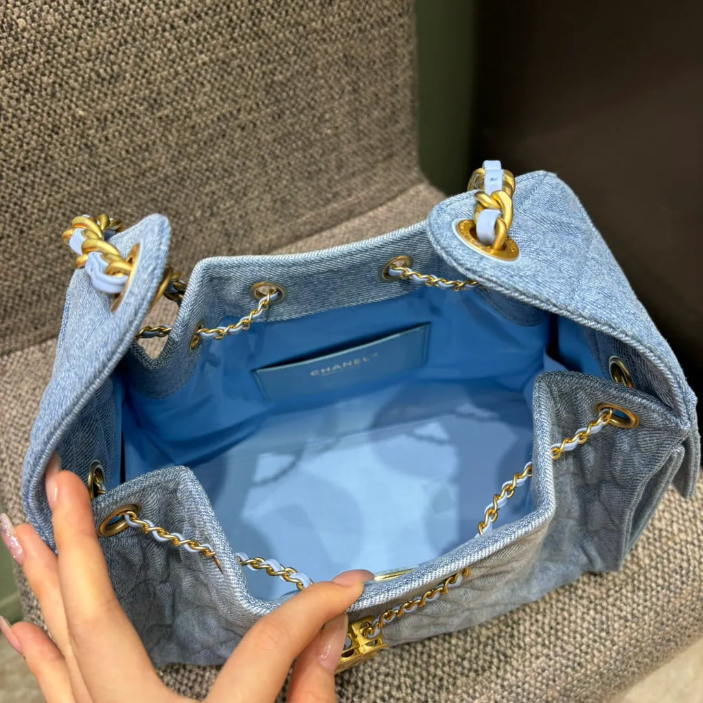 Ch@nel 25C Runway Denim Hippie Hobo Bag 139891