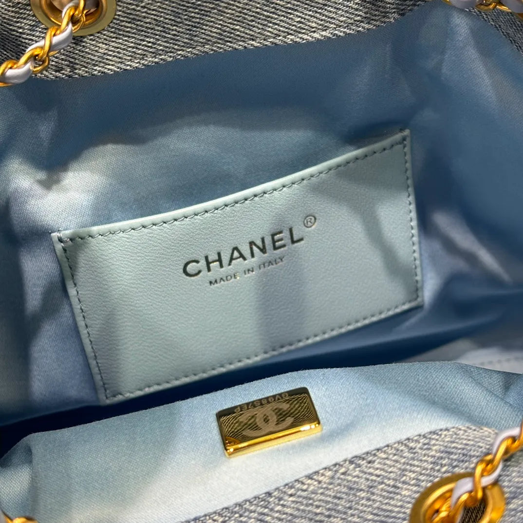 Ch@nel 25C Runway Denim Hippie Hobo Bag 139891