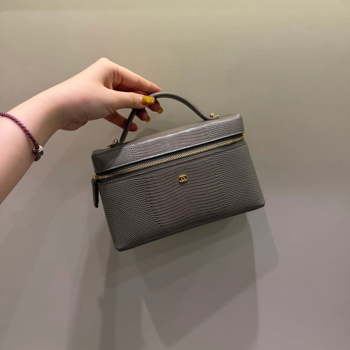 Ch@nel 26A Lizard Print LP Lunchbox Crossbody Bag 140043