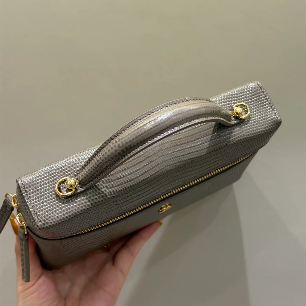Ch@nel 26A Lizard Print LP Lunchbox Crossbody Bag 140043