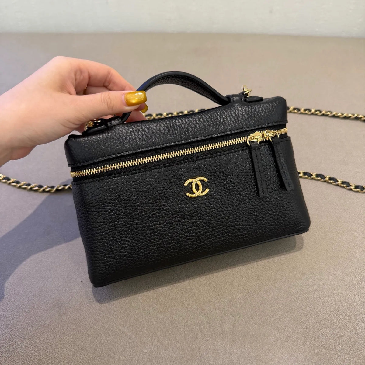 Ch@nel 26A LP Grained Leather Crossbody Bag