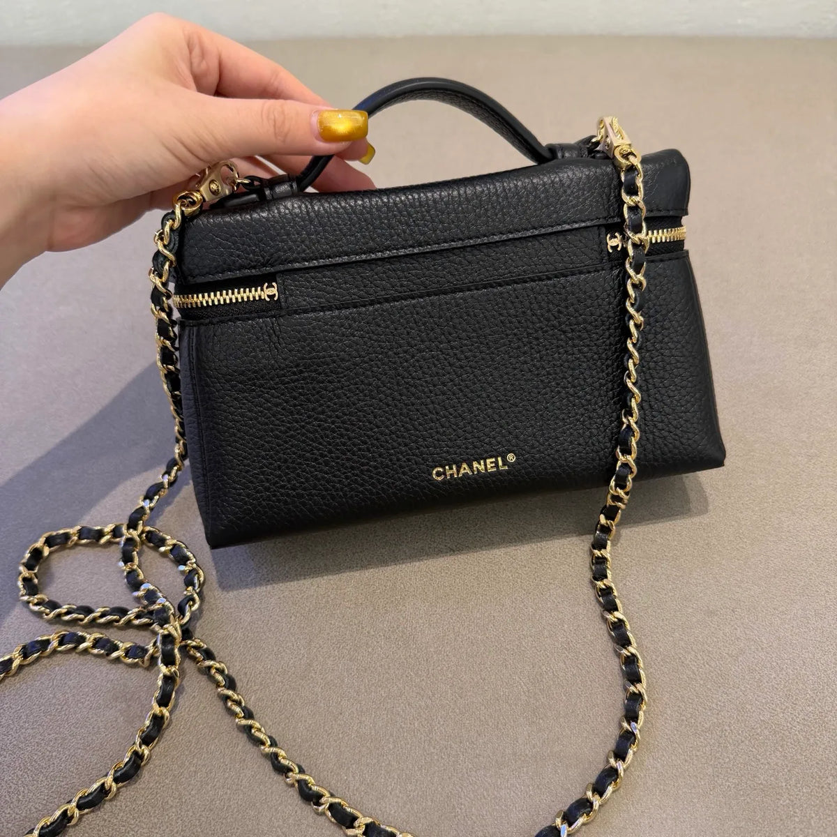 Ch@nel 26A LP Grained Leather Crossbody Bag