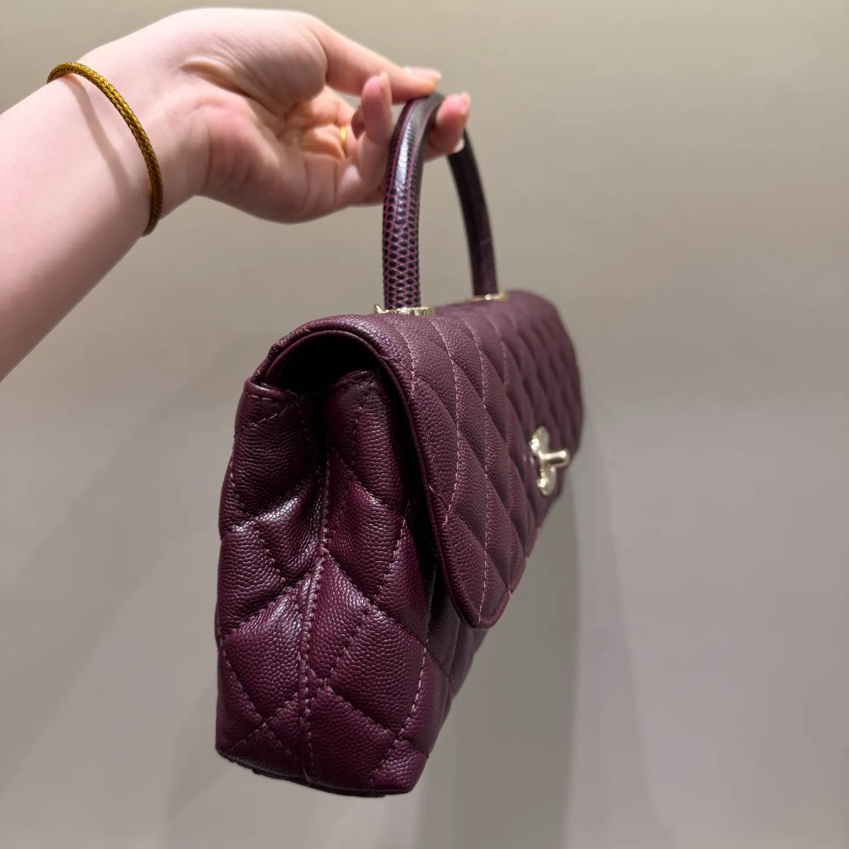 Ch@nel 26J Horizontal Coco Handle Shoulder Bag Caviar