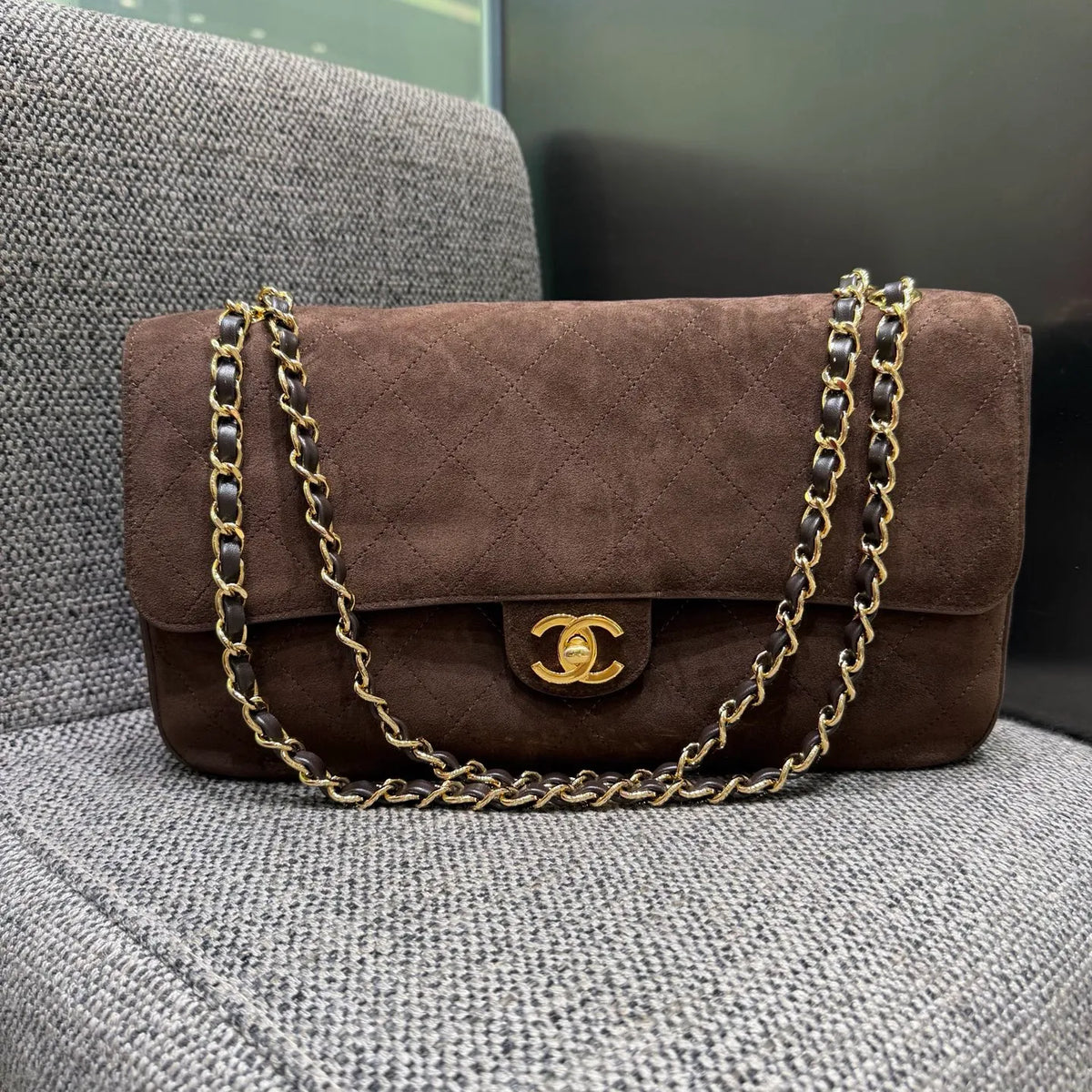 Ch@nel 26S Maxi Flap Suede Shoulder Bag 140066