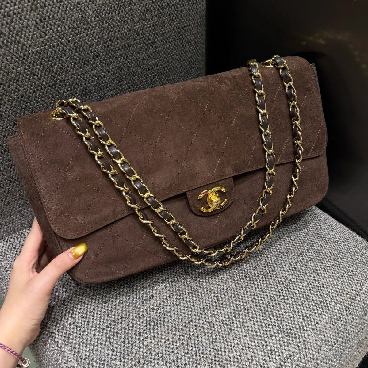 Ch@nel 26S Maxi Flap Suede Shoulder Bag 140066