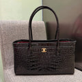 Ch@nel Crocodile Embossed Leather Shoulder Bag