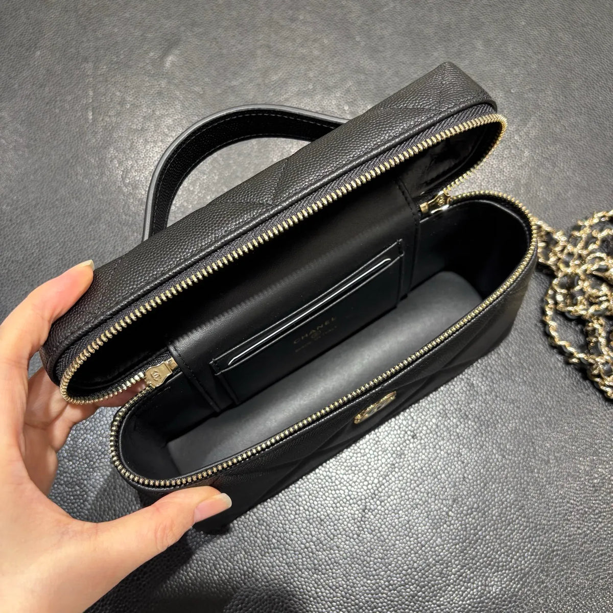 Ch@nel LP Grained Leather Lunchbox Crossbody Bag 139922