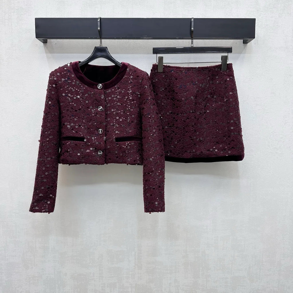 Chane* Women's Sequin Tweed Suit Set 804500440