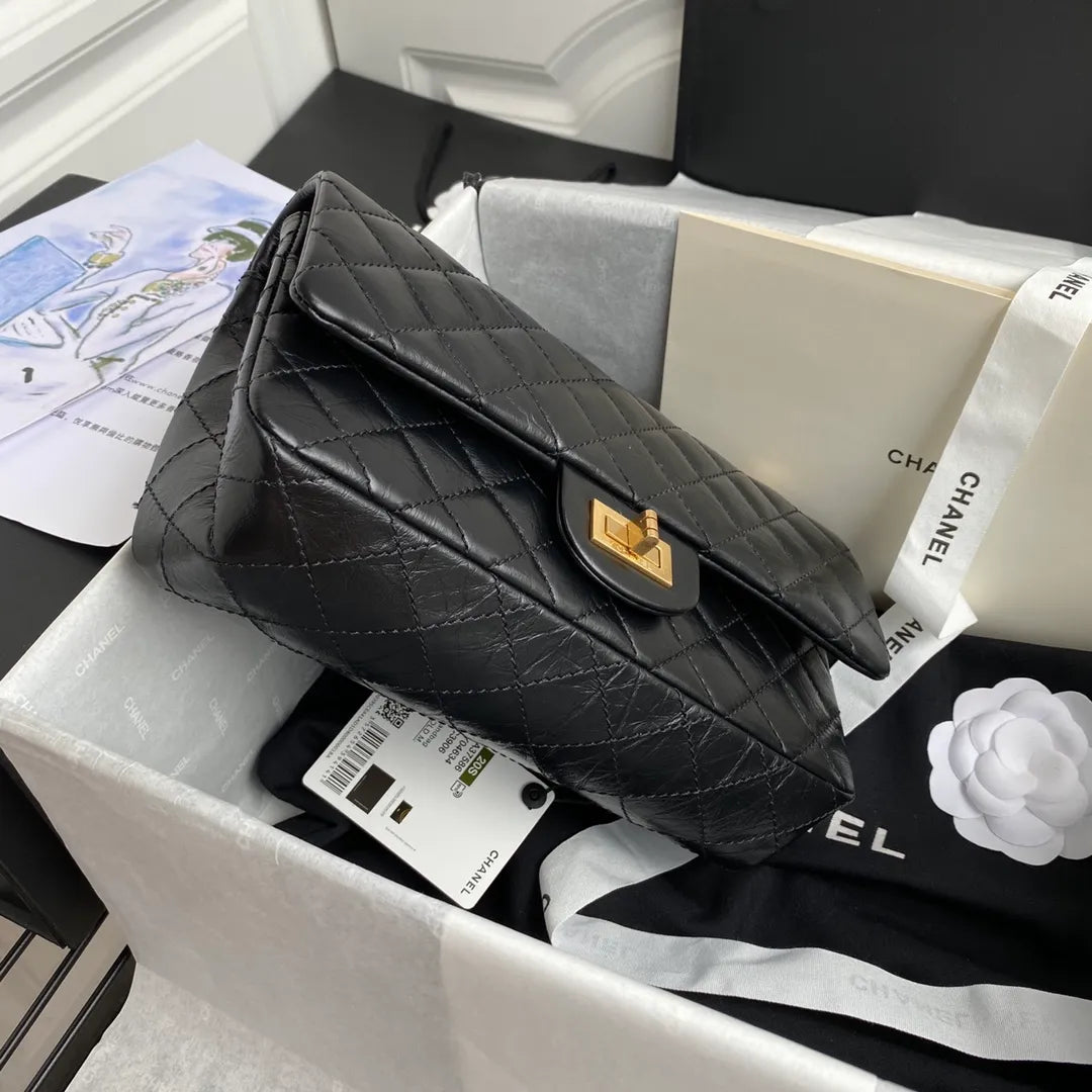 Chanel 2.55 Reissue Double Flap Shoulder Bag Calfskin Leather