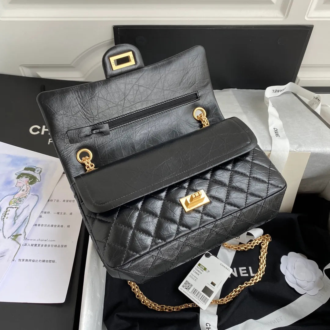 Chanel 2.55 Reissue Double Flap Shoulder Bag Calfskin Leather