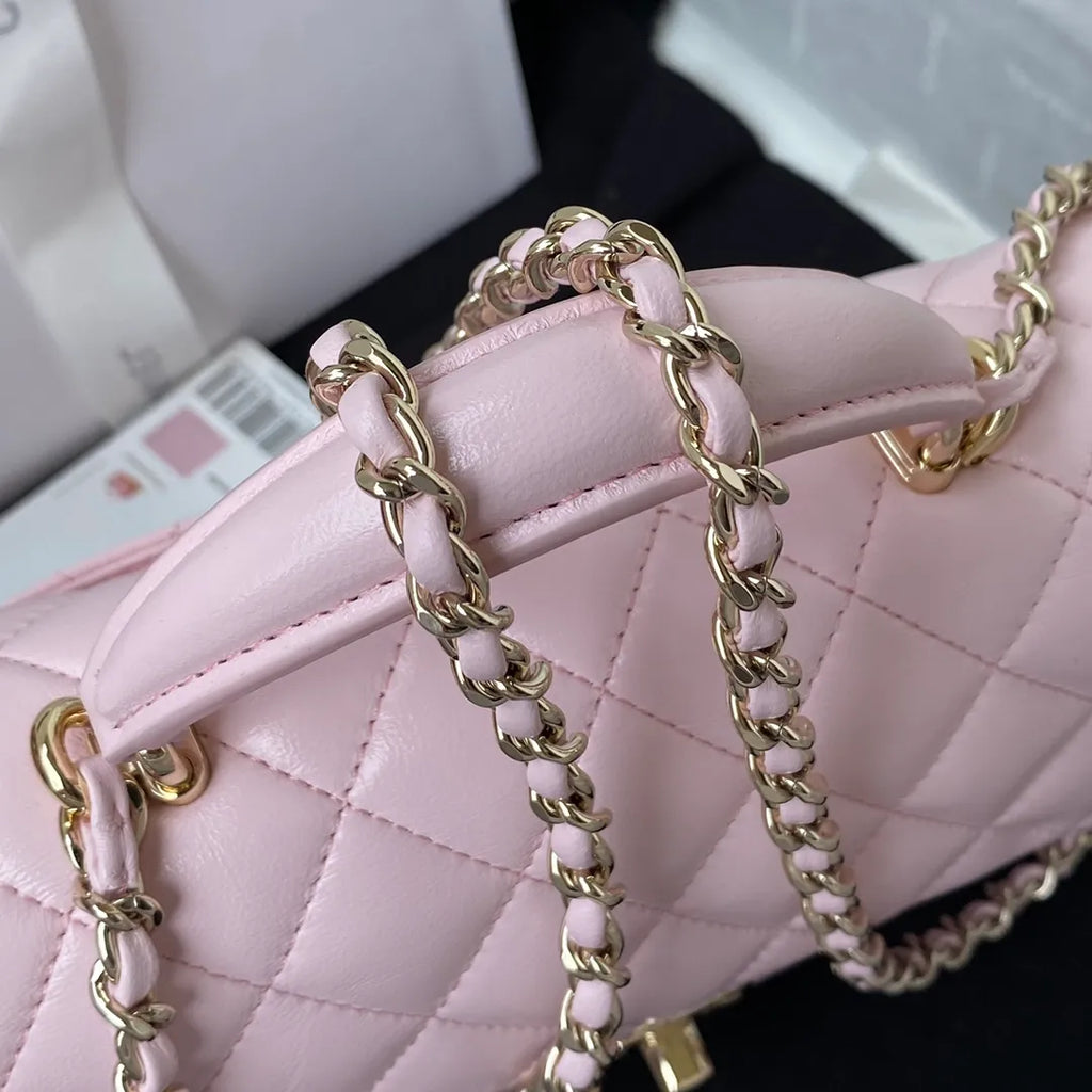 Chanel 21K Mini CF Handle Handbag Light Gold Lambskin AS2431