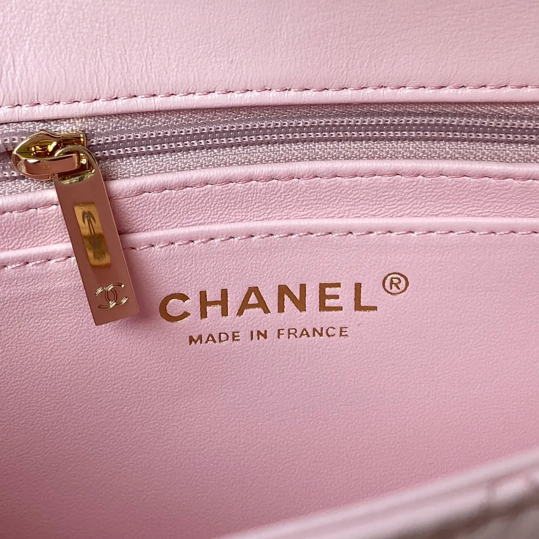 Chanel 21K Mini CF Handle Handbag Light Gold Lambskin AS2431
