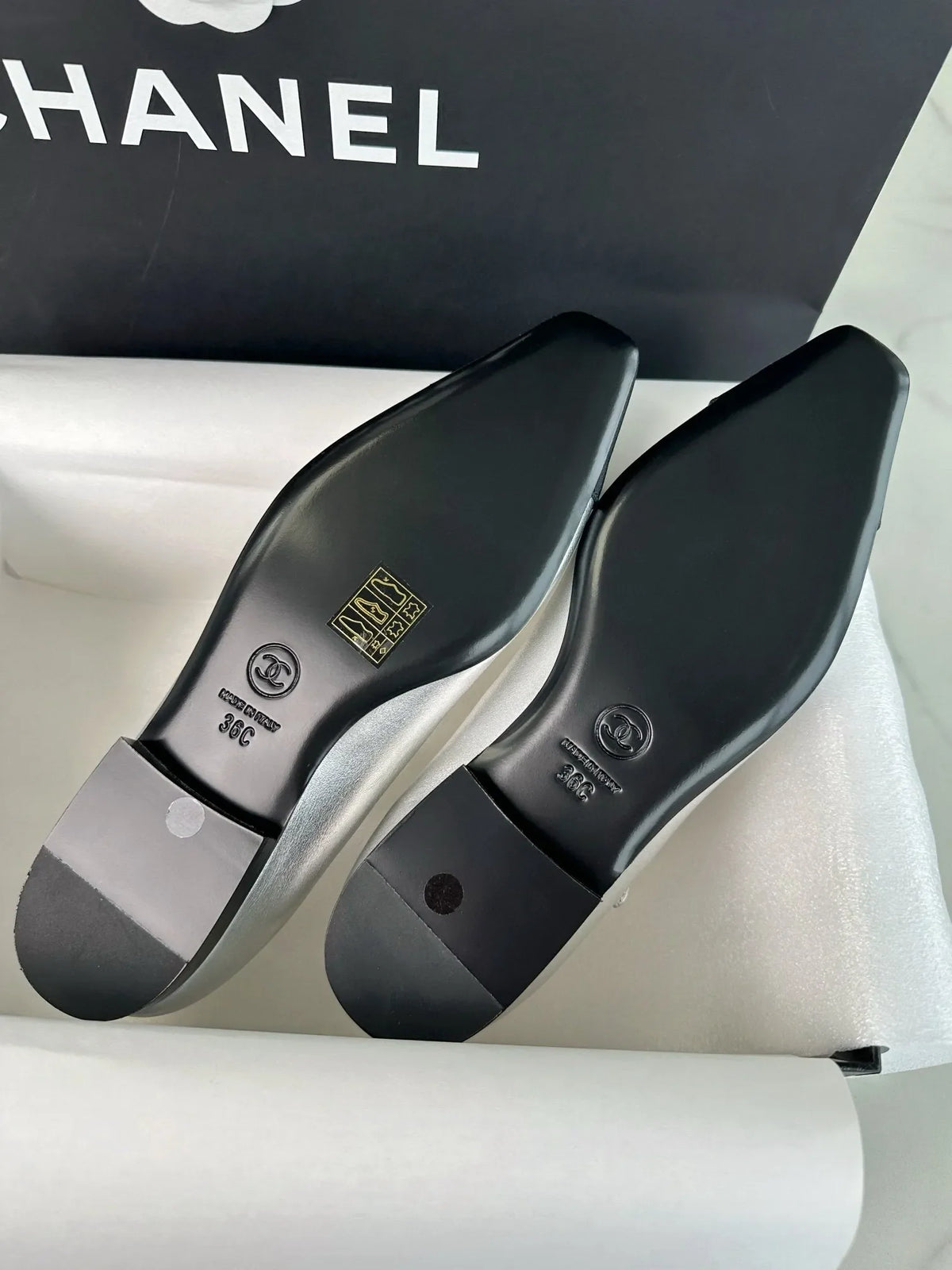 Chanel 241 Silver Flat Mary Jane 543480
