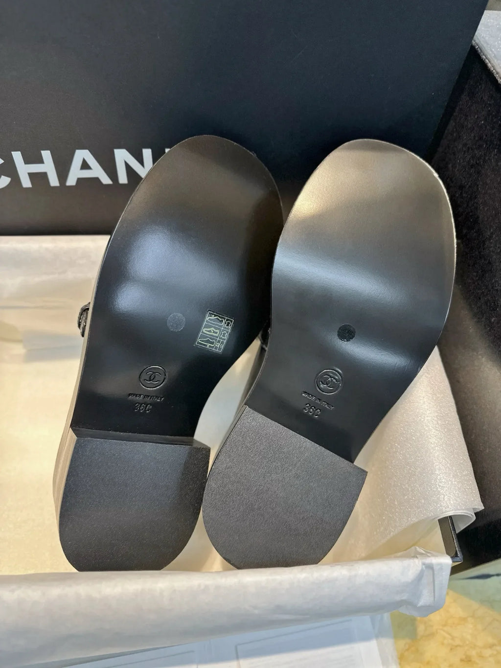 Chanel 24B Black and White Panda Platform Loafers 543545
