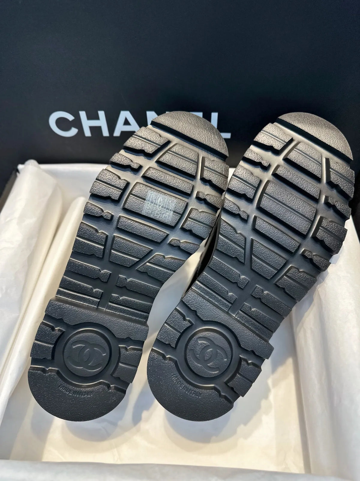 Chanel 24B Diamond Pattern Platform Loafers 543492