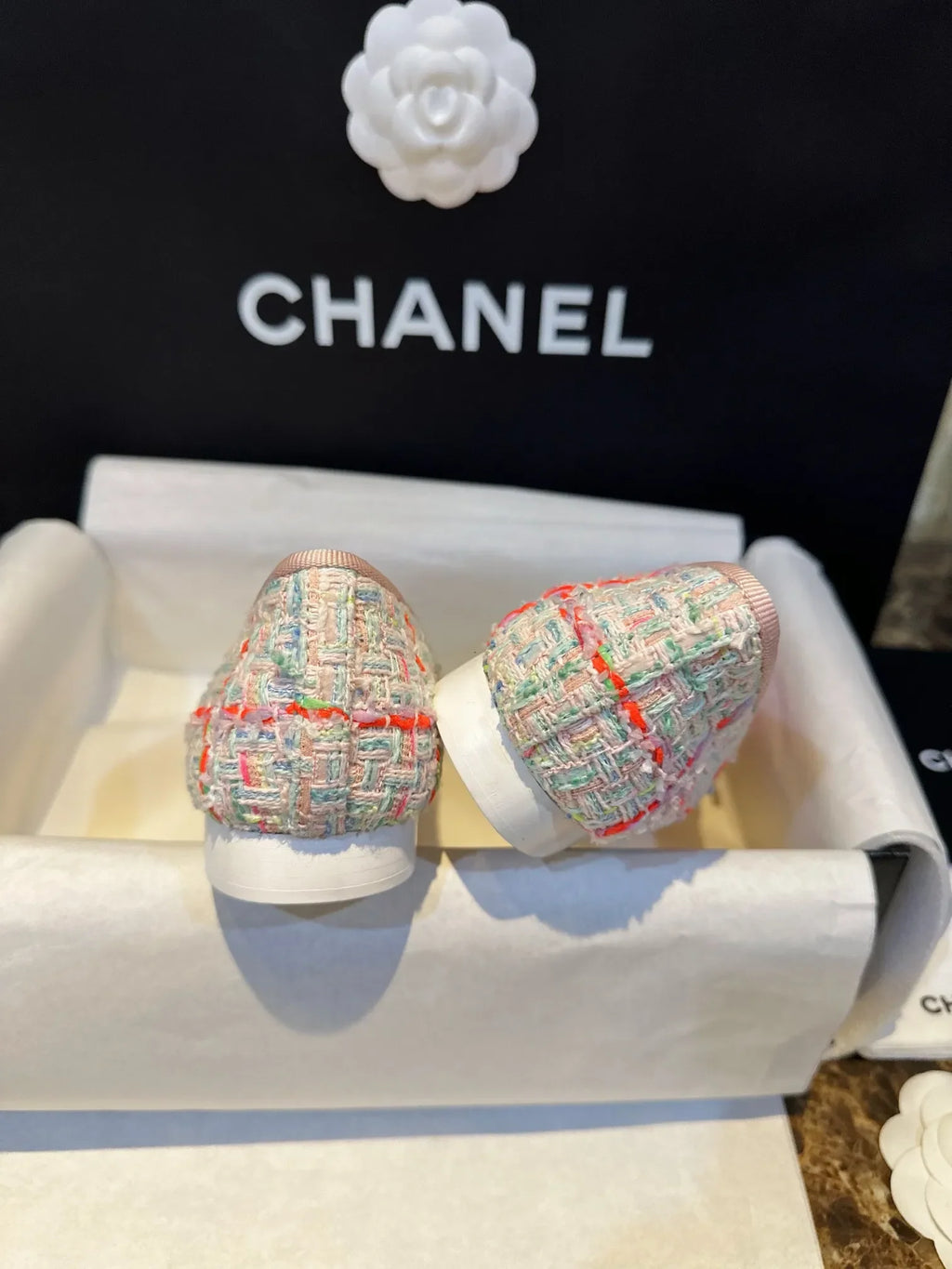 Chanel 24C Pink Wool Ballet Flats 543473