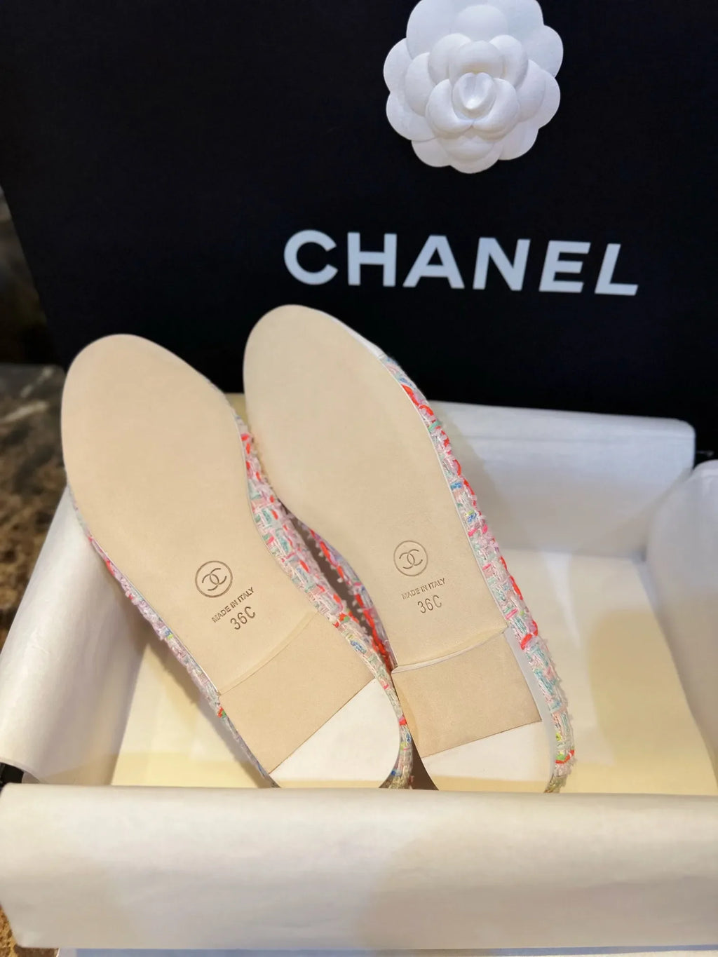 Chanel 24C Pink Wool Ballet Flats 543473