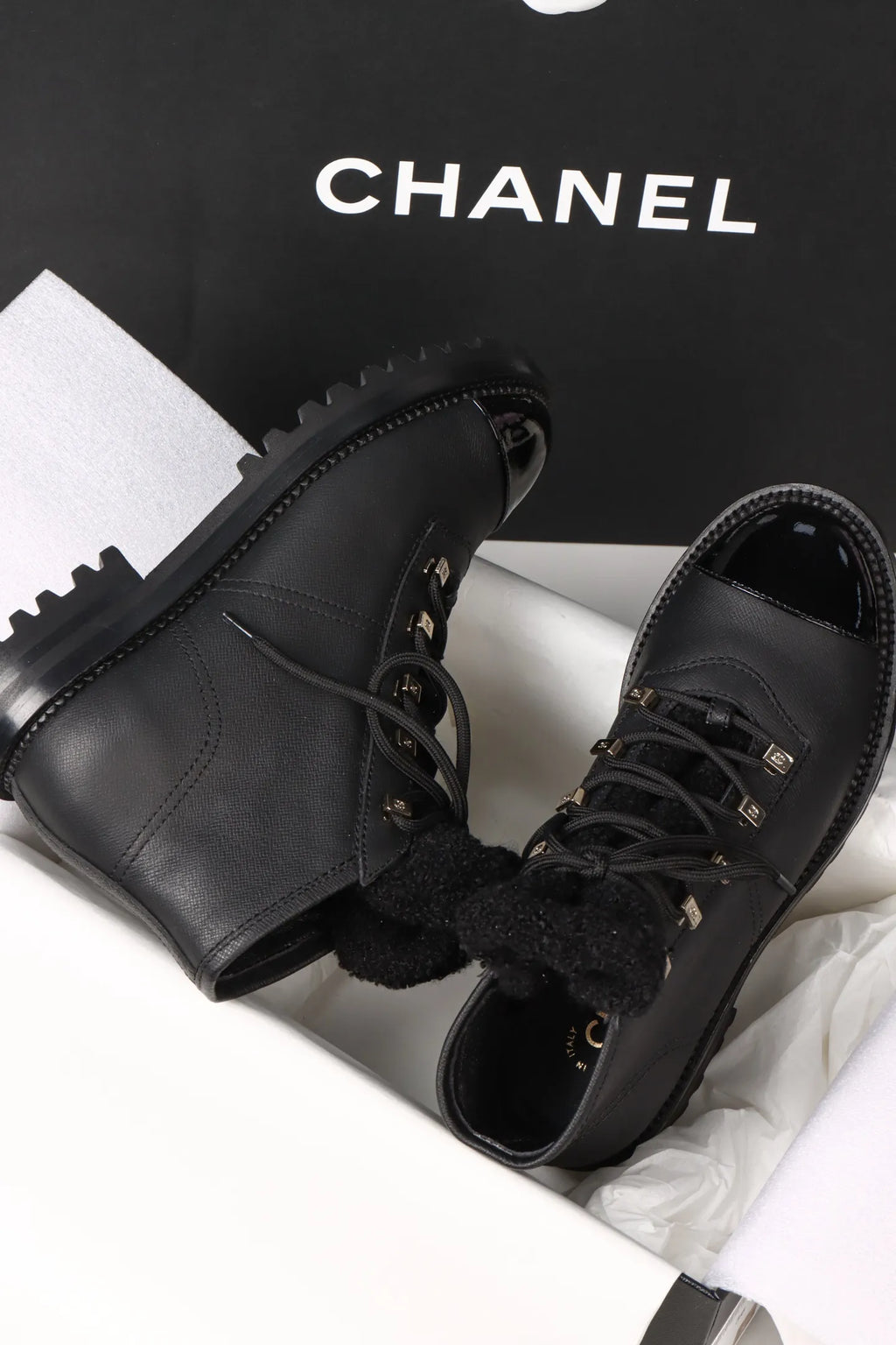 Chanel 24N Short Boots Patent Leather 485978