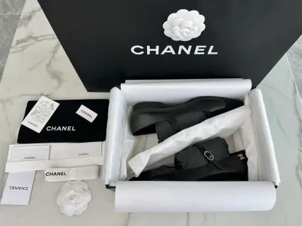 Chanel 24P Black Flat Mary Jane Shoes 543478