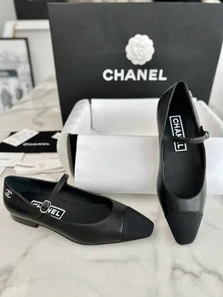 Chanel 24P Black Flat Mary Jane Shoes 543478