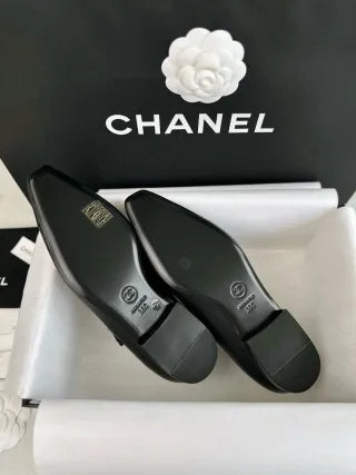 Chanel 24P Black Flat Mary Jane Shoes 543478