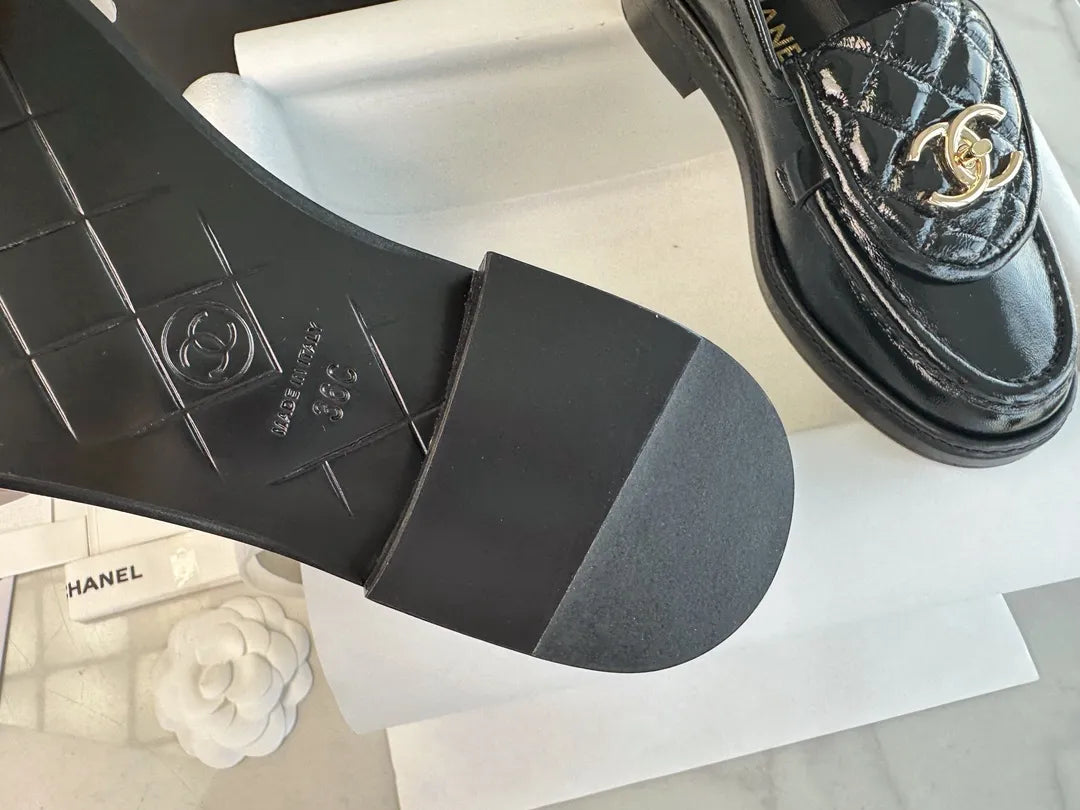 Chanel 24P Crinkled Patent Leather Backpack Loafers 543531